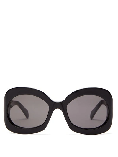 Celine Round Tortoise Shell Acetate Sunglasses In Black