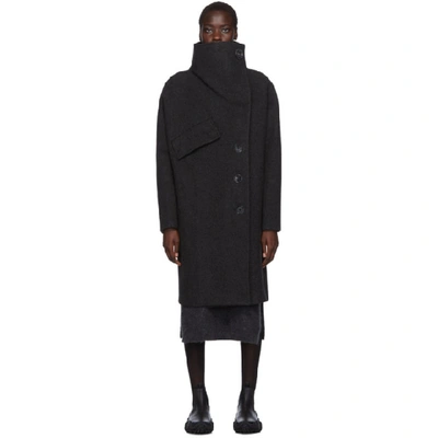 Acne Studios Ciara Asymmetric Wool-blend Overcoat In Dk Grey Mel