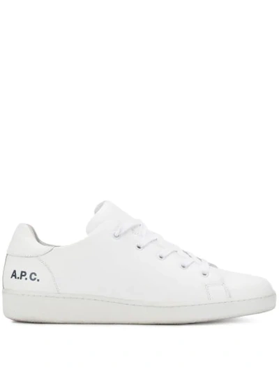 Apc Hide Logo-print Leather Trainers In White