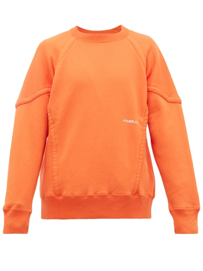 Ambush Logo-print Piped Cotton Sweatshirt In Orange