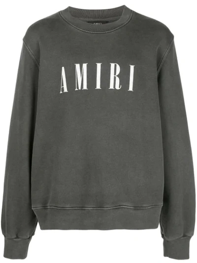 Amiri Logo-print Washed-cotton Sweatshirt In Black