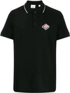 Burberry Aden Logo-embroidered Cotton Polo Shirt In Black