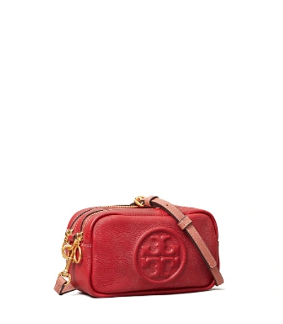 Tory Burch Perry Bombe Leather Crossbody Bag - Red In Red,pink