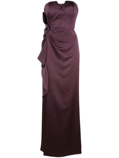 Aidan Mattox Cascading Ruffle Strapless Gown In Raisin