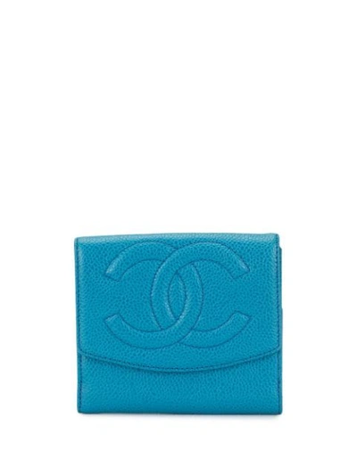 Pre-owned Chanel Cc Bifold Wallet In Blue
