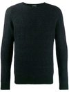 Zanone Textured Knit Sweater In Z2569 Green