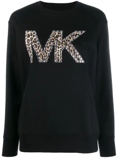 Michael Michael Kors Logo Studded Sweater In Black
