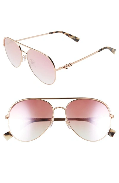 Marc Jacobs Daisy 58mm Mirrored Aviator Sunglasses - Gold Copper