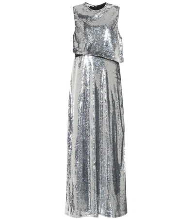 Stella Mccartney Sequin Front Double-layer Dress In Metallic