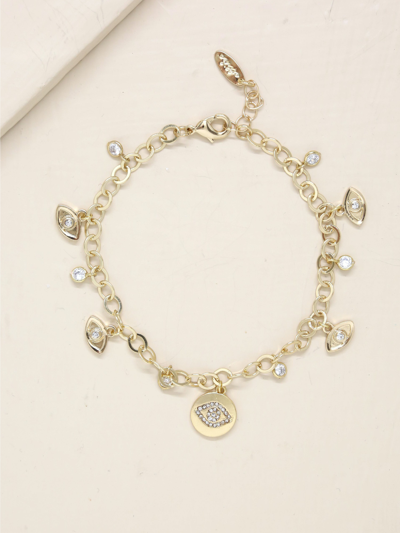 Ettika Third Eye Crystal Charm Anklet In Gold