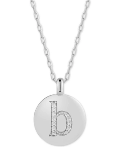 Alex Woo Swarovski Zirconia Initial Reversible Charm Pendant Necklace In Sterling Silver, Adjustable 16"-20" In B