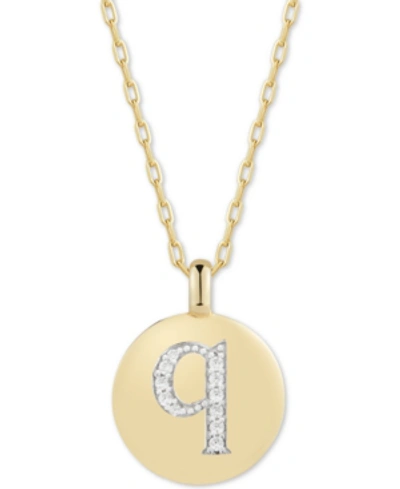 Alex Woo Cubic Zirconia Initial Reversible Charm Pendant Necklace In 14k Gold-plated Sterling Silver, Adjusta In Q