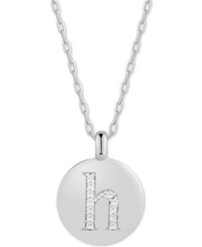 Alex Woo Swarovski Zirconia Initial Reversible Charm Pendant Necklace In Sterling Silver, Adjustable 16"-20" In H