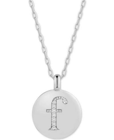 Alex Woo Swarovski Zirconia Initial Reversible Charm Pendant Necklace In Sterling Silver, Adjustable 16"-20" In F