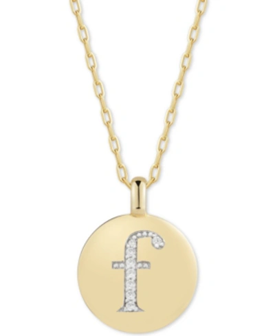 Alex Woo Swarovski Zirconia Initial Reversible Charm Pendant Necklace In 14k Gold-plated Sterling Silver, Adj In F