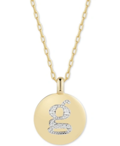 Alex Woo Swarovski Zirconia Initial Reversible Charm Pendant Necklace In 14k Gold-plated Sterling Silver, Adj