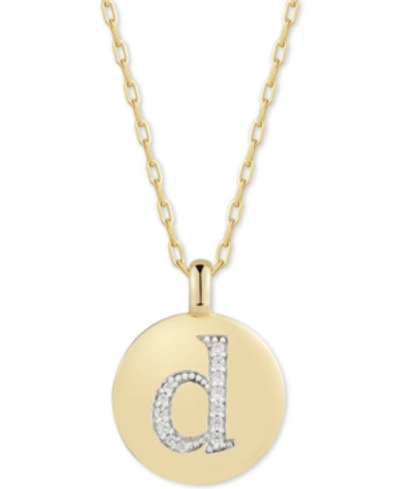 Alex Woo Swarovski Zirconia Initial Reversible Charm Pendant Necklace In 14k Gold-plated Sterling Silver, Adj In D