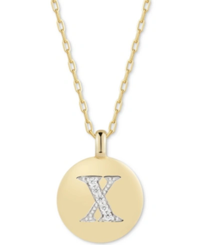 Alex Woo Swarovski Zirconia Initial Reversible Charm Pendant Necklace In 14k Gold-plated Sterling Silver, Adj In X