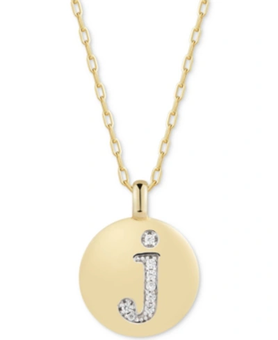 Alex Woo Swarovski Zirconia Initial Reversible Charm Pendant Necklace In 14k Gold-plated Sterling Silver, Adj In J