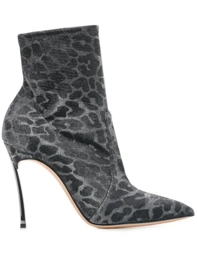 Casadei Leo Printed Blade Ankle Boots In Metallic