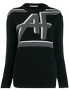 Alberta Ferretti Intarsia Wool And Cashmere Sweater In Black