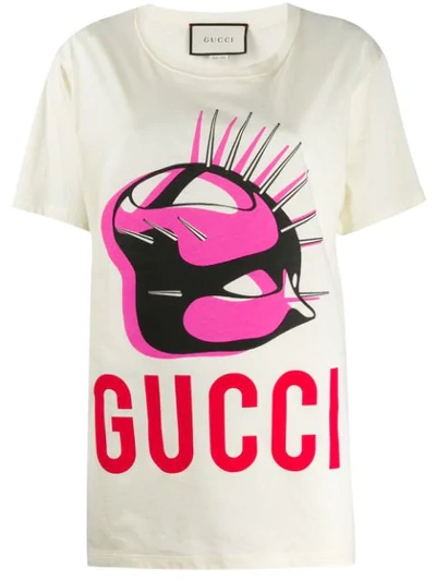 Gucci Manifesto Crew-neck Cotton T-shirt In Panna