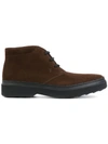 Tod's 39a Nubuck Lace-up Ankle Boots In Dark Brown