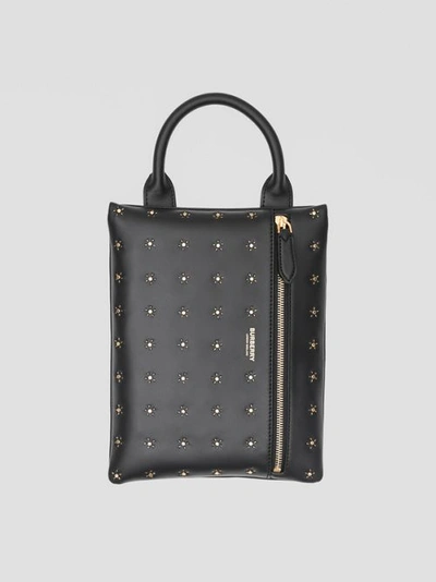 Burberry Studded Leather Portrait Pouch In Black