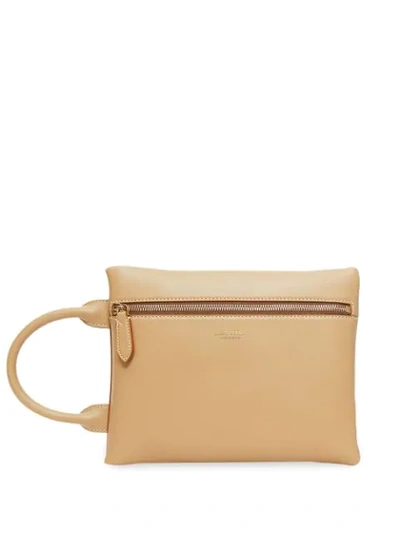 Burberry Leather Portrait Pouch In Neutrals