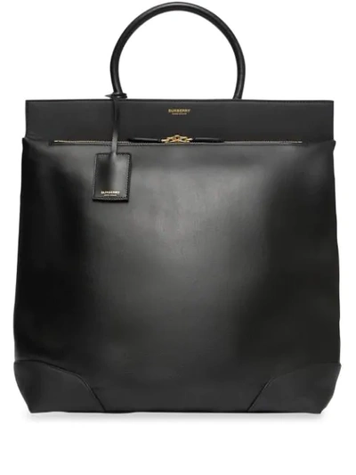 Burberry Leather Portrait Society Tote In Black