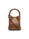 Marni Ring Handle Leather Bucket Bag - Brown In Maroon