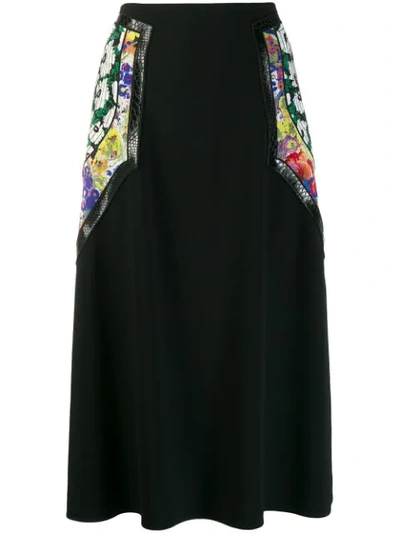 Stella Mccartney Floral Panel Midi Skirt In Black