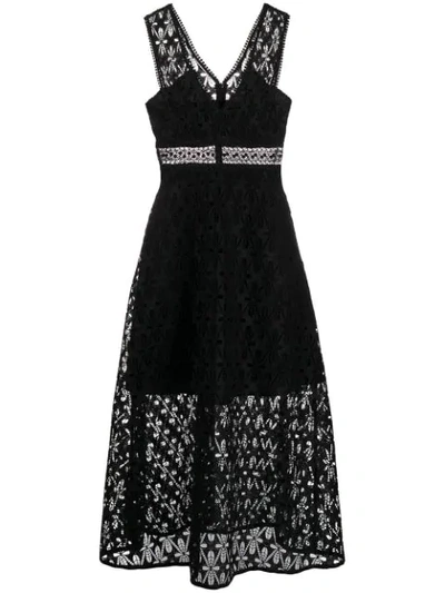 Sandro Floral Lace Dress In Black