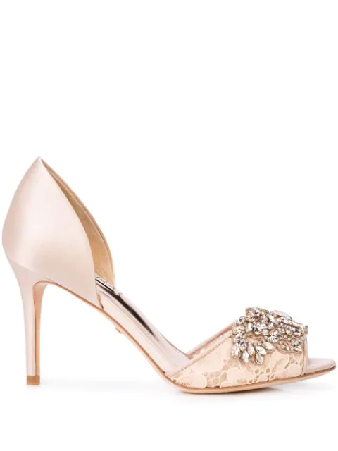 Badgley Mischka Crystal Embellished Pumps In Neutrals | ModeSens