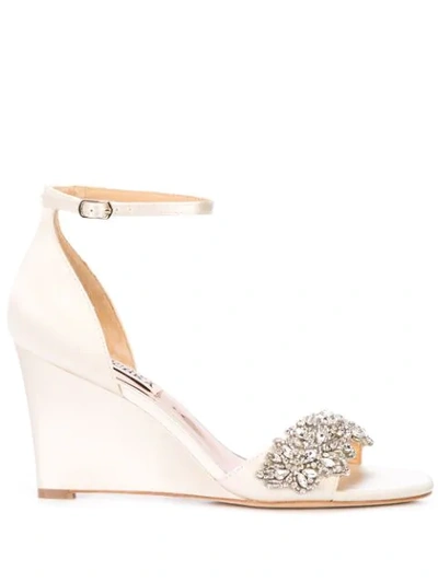 Badgley Mischka Embellished Lauren Sandals In White