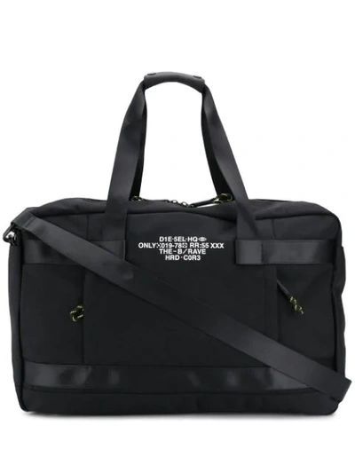 Diesel Logo Duffel Bag In Black