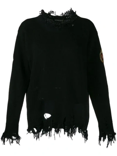 Etro Distressed Logo Patch Jumper In Black