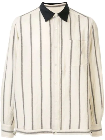 Sacai Long Sleeved Striped Shirt In 151 Off White