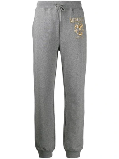 Moschino Roman Double Question Mark Logo Track Trousers In Grey