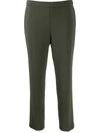 Theory Women's Crepe Basic Pull-on Cropped Pants In Green Slate
