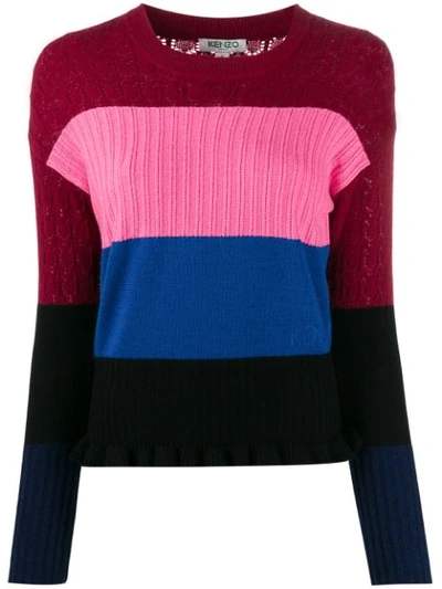 Kenzo Panelled Multi-knit Jumper In Pink