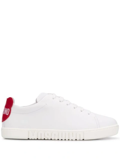 Moschino Teddy Bear Patch Sneakers In White