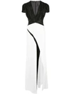 Galvan Two-tone Cut-out Long Dress In White