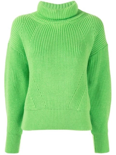 Anna October Slouchy Turtleneck Jumper In Green