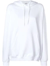 Msgm Oversized Logo Drawstring Hoodie In White
