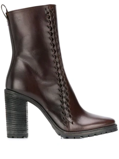 Haider Ackermann Woven Ankle Boots In Brown