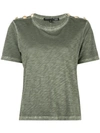 Veronica Beard Shoulder-button Military T-shirt In Green