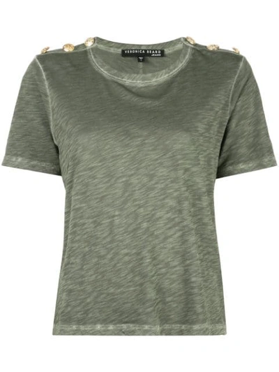 Veronica Beard Shoulder-button Military T-shirt In Green