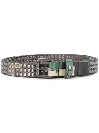 Htc Los Angeles Studded Camouflage Belt In Green