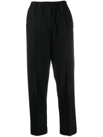 Jil Sander Contrast Stitches Trousers In Black